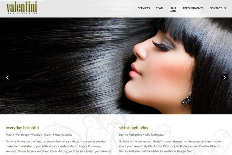 Lunarstorm's Valentini Hair Design web design services Guelph