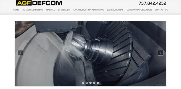 A drill bit machine video is shown on a screenshot of the AGF Defcom website.